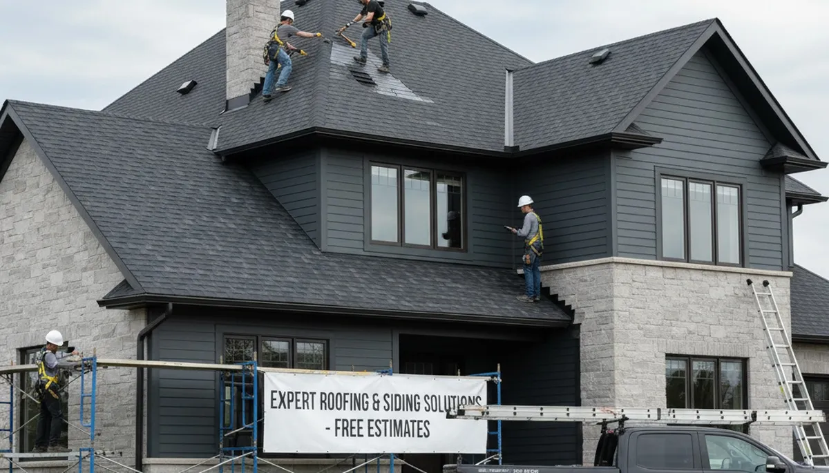 Vinyl siding contractors repairing roof and siding in Jacksonville, FL home exterior