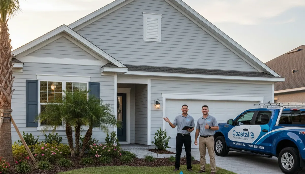 Vinyl siding contractors installing residential exterior panels in Jacksonville FL
